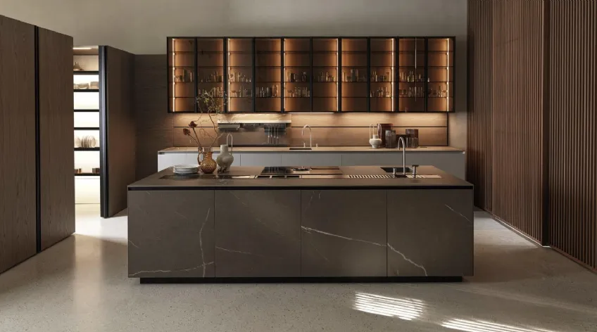 Cucina Design lineare Telero Project 2 in gres di Euromobil