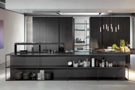 Cucina Design lineare Telero Project 5 in vetro dekor e metallo di Euromobil