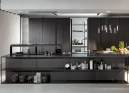 Cucina Design lineare Telero Project 5 in vetro dekor e metallo di Euromobil