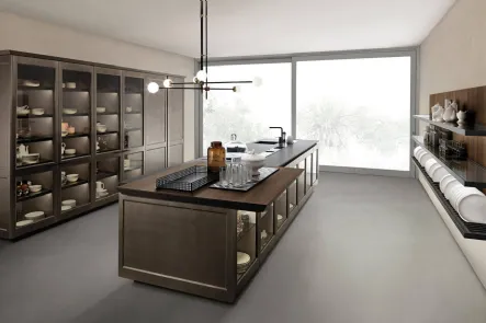 Cucina Design Filò Project 1 in laccato opaco ossidato e vetro di Euromobil