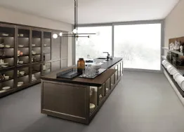 Cucina Design Filò Project 1 in laccato opaco ossidato e vetro di Euromobil