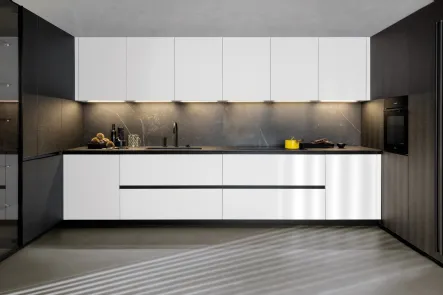 Cucina Design lineare Lain Project 2 in laminato bianco di Euromobil