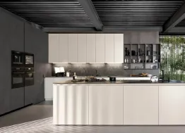 Cucina Design con isola Lain Project 3 in laccato opaco di Euromobil