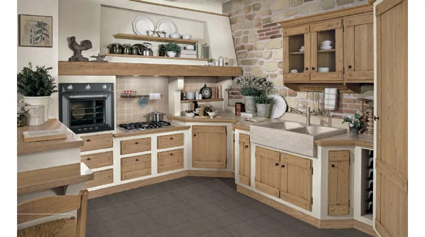 Cucina in muratura Anita castagno mielato di Lube