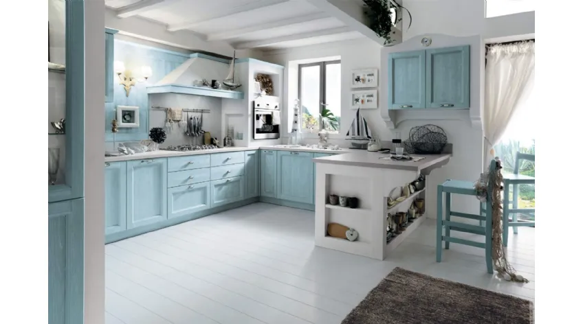 Cucina angolare in Muratura con penisola Everyday Anice Talcato di Callesella