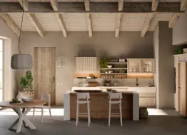 Cucina Moderna con isola in legno e Gres Porcellanato Atelier Cottage di Callesella