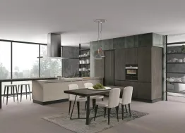 Cucina Moderna con penisola Clover 14 in Rovere e laccato opaco di Lube