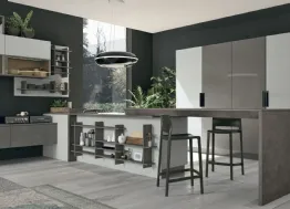 Cucina Moderna con penisola Clover 15 in legno e laccato di Lube