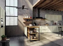 Cucina Moderna lineare Charme in legno di abete spazzolato con anta a telaio di Fratelli Mirandola