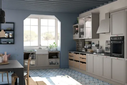Cucina Moderna Contempo finitura Argilla anta a Doghe e liscia di Creo