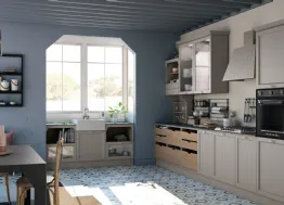 Cucina Moderna Contempo finitura Argilla anta a Doghe e liscia di Creo