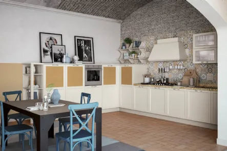 Cucina Moderna Contempo finitura Bianca ed ante con bugna effetto Juta di Creo