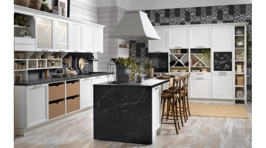 Cucina Moderna Contempo finitura Frassino Bianco di Creo