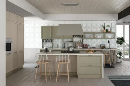Cucina Moderna Contempo finitura Tortora con ante a Doghe e liscie di Creo