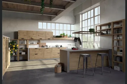Cucina Moderna lineare Convivium 01 in legno di rovere di Fratelli Mirandola