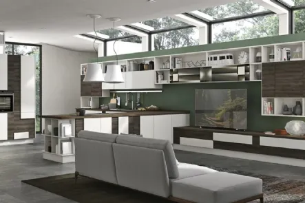 Cucina moderna in legno brown e bianca Creativa-09 Lube