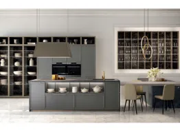 Cucina moderna in grigio quarzo con isola Flavour 01 Lube