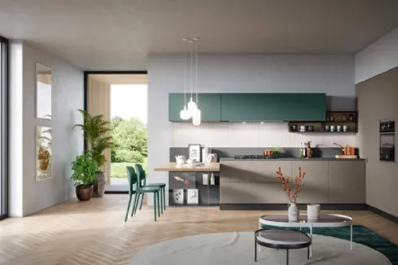 Cucina Moderna angolare con penisola Fly Composizione 03 di Prima Cucine