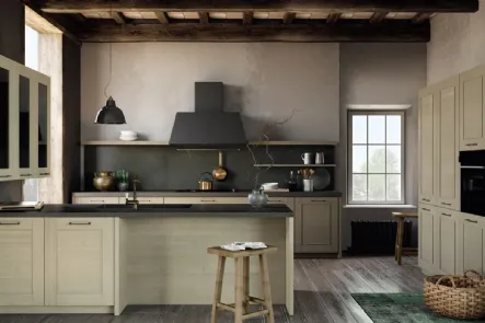 Cucina Moderna con isola Cottage in legno di abete spazzolato di Fratelli Mirandola