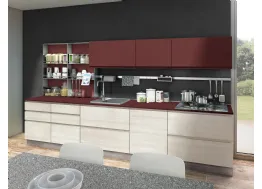 Cucina Moderna Jey Feel finitura Rovere Diamond e Rosso Cardinale Cardinale di Creo