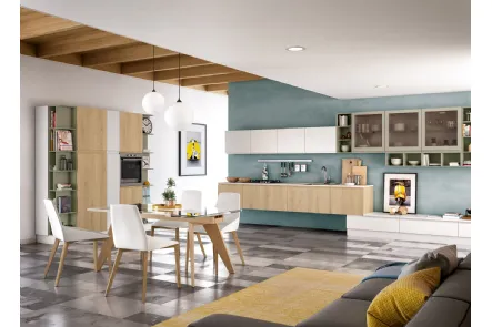 Cucina Moderna lineare Jey Feel finitura Rovere Ortisei e Bianco di Creo
