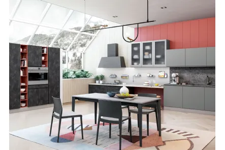 Cucina Moderna Jey Feel finitura Stone Black e Grigio opaco di Creo