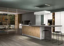 Cucina Moderna con isola Joy 02 in melaminico e Fenix di GM Cucine