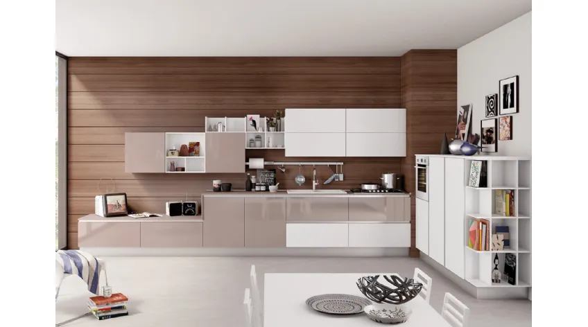 Cucina Moderna Kyra in Laccato Nocciola Lucido di Creo