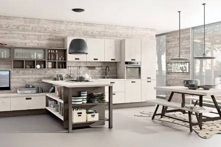 Cucina Moderna Kyra in Rovere Bianco Spazzolato di Creo