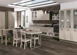 Cucina Kyra Telaio Abete Nordico Bianco e Verde Lichene di Creo