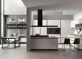 Cucina Moderna angolare con penisola Immagina Wood 03 di Lube