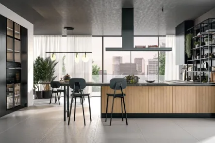 Cucina moderna in legno con penisola Clover Design Lux-06 Lube
