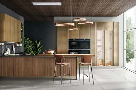 Cucina moderna in legno con penisola Clover Design Lux-04 Lube