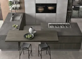 Cucina Moderna con penisola Clover 04 di Lube