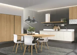 Cucina Moderna lineare in Rovere e laccato Clover 08 di Lube