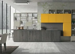 Cucina Moderna con penisola in Rovere e vetro Oltre 04 di Lube