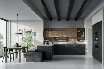 Cucina con penisola Noah Composizione 02 in legno laccato di Prima Cucine