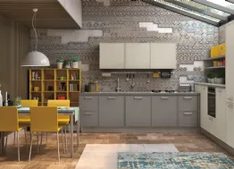 Cucina Moderna angolare Rewind in laccato opaco Fumo e Polvere di Creo