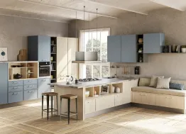Cucina Rewind Pine Polar e Azzurro Nube di Creo
