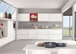 Cucina Moderna lineare Selma in Frassino laccato Bianco di Creo