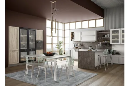Cucina Moderna Smart finitura Betulla e Bianco di Creo