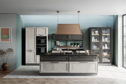 Cucina Moderna Smart con Isola in Frassino Bianco di Creo