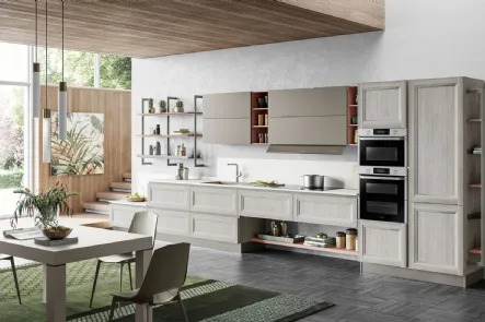 Cucina Moderna lineare Smart 05 finitura Rovere Greige e Arena Softmatt di Creo