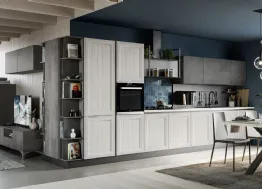 Cucina Moderna lineare Smart 06 finitura Frassino Bianco e Malta Ardesia di Creo