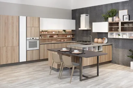 Cucina Moderna angolare Tablet finitura Rovere Arizona di Creo