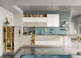 Cucina Moderna con penisola Tablet in laccato Bianco e effetto marmorizzato Trani di Creo