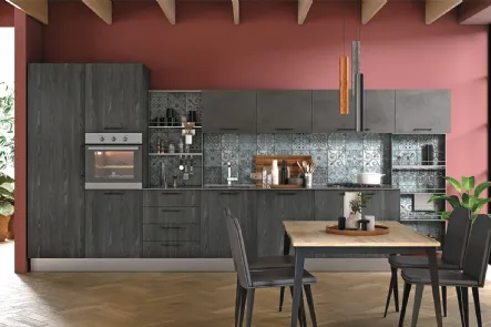 Cucina Moderna lineare Tablet finitura Frassino Lava di Creo
