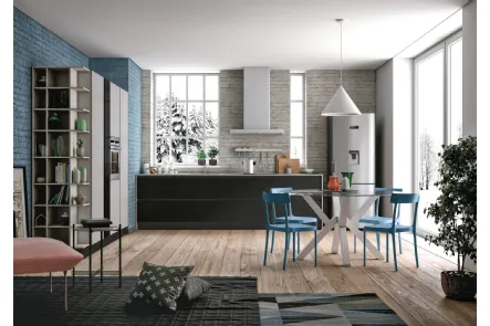 Cucina Moderna lineare Tablet in laccato Nero Lucido di Creo