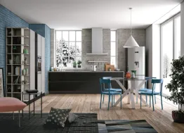 Cucina Moderna lineare Tablet in laccato Nero Lucido di Creo