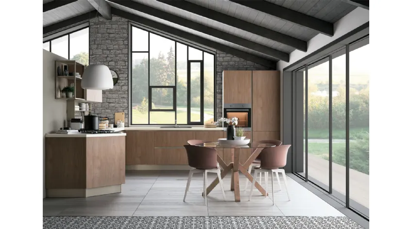 Cucina Moderna Tablet finitura Noce Brown di Creo
